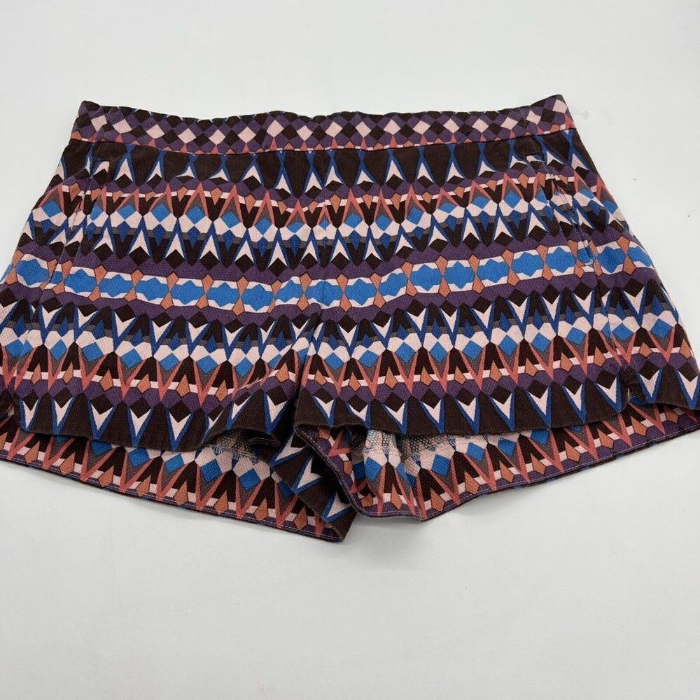 J. Crew Shorts Women's Size 8 Colorful Geometric Hot Pants Cotton Blend Stretch